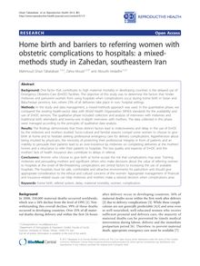 Home birth and barriers to referring women with obstetric complications to hospitals: a mixed-methods study in Zahedan, southeastern Iran