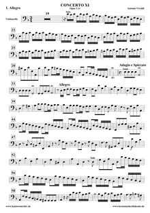 Partition violoncelle concertino, Concerto pour 2 violons et violoncelle en D minor, RV 565