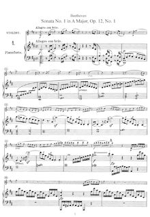Partition de piano, violon Sonata No.1, Op.12/1, D Major