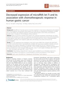 Decreased expression of microRNA let-7i and its association with chemotherapeutic response in human gastric cancer