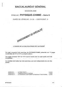 Physique-Chimie Specialité 2006 Scientifique Baccalauréat général