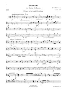 Partition altos, Serenade pour corde orchestre, Серенада для струнного оркестра (Serenade dlya strunnogo orkestra), Serenade for Strings