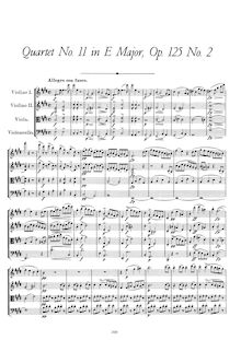 Partition complète, corde quatuor No. 11 en E Major, D.353 (Op.125 No.2)
