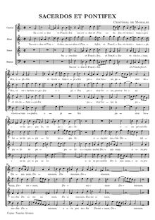 Partition choral Score, Sacerdos et Pontifex, C major, Morales, Cristóbal de