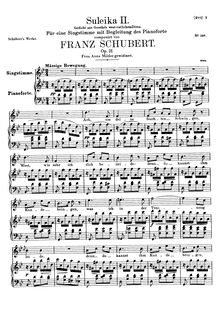 Partition complète, Original key, Suleika II, D.717 (Op.31)