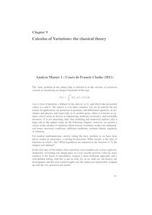 Calculus of Variations: the classical theory