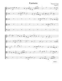 Partition Fantasia VdGS No.1 - partition complète (Tr Tr T T B), fantaisies pour 5 violes de gambe par Thomas Lupo