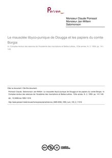 Le mausolée libyco-punique de Dougga et les papiers du comte Borgia - article ; n°2 ; vol.103, pg 141-149