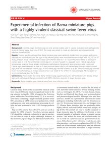 Experimental infection of Bama miniature pigs with a highly virulent classical swine fever virus