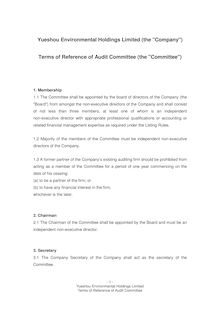 Terms of Reference - Audit Commitee