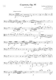 Partition violoncelle, corde quatuor No.11, Op.95, Quartetto serioso
