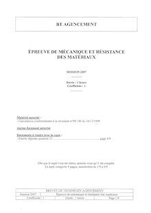 Mécanique et résistance des matériaux 2007 BT Agencement