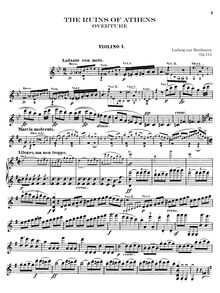 Partition violons I, Die Ruinen von Athen, The Ruins of Athens, Beethoven, Ludwig van par Ludwig van Beethoven