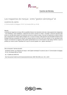 Les magazines de marque : entre gestion sémiotique et cuisine du sens - article ; n°1 ; vol.143, pg 35-48