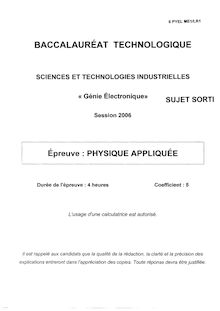 Baccalaureat 2006 physique s.t.i (genie electronique)