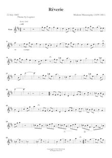 Partition flûte , partie, Reverie (on a theme by Vyaceslav Alekseevic Loginov)