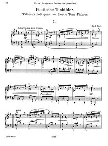 Partition complète, Poetic Tone-Pictures Op.3, Grieg, Edvard