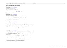 Sujet : Algèbre, Eléments d algèbre générale, Petit théorème de Fermat
