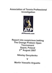 Matchs de tennis truqués : Rapport d enquête de l ATP