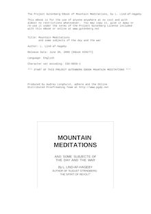 Mountain Meditations - and some subjects of the day and the war