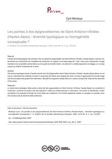 Les pointes à dos épigravettiennes de Saint-Antoine-Vitrolles (Hautes-Alpes) : diversité typologique ou homogénéité conceptuelle ? - article ; n°2 ; vol.99, pg 275-287