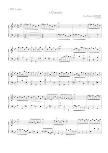 Partition , Corente, Six Suits of leçons pour pour clavecin ou Spinet par John Loeillet
