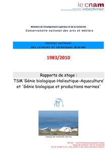 Rapports de stage : TSM  Génie biologique-Halieutique-Aquaculture ...