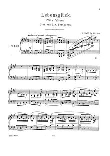 Partition No.1: Lebensglück - song by Beethoven, 5 Trancriptions after Beethoven, Gluck, Mozart, Schumann et Spohr