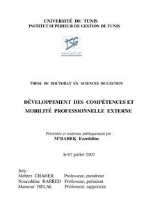 Developpement des competences et mobilite professionnelle thèse de doctorat ezzeddine m barek 2007