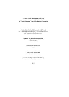 Purification and distillation of continuous variable entanglement [Elektronische Ressource] / Boris Hage