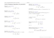Sujet : Analyse, Intégration sur un intervalle quelconque, Calcul d intégrales dépendant d un paramètre