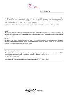 C. Problèmes paléogéophysiques et paléogéographiques posés par les niveaux marins quaternaires - article ; n°4 ; vol.14, pg 69-70