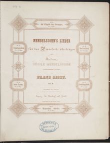 Partition Mendelssohns chansons (S.547), Collection of Liszt editions, Volume 5
