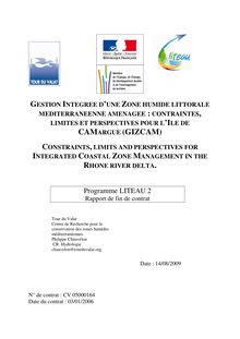 Gestion intégrée d’une zone humide littorale méditerranéenne aménagée : contraintes, limites et perspectives pour l’île de Camargue (GIZCAM). : rapport