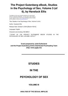 Studies in the Psychology of Sex, Volume 3 - Analysis of the Sexual Impulse; Love and Pain; The Sexual Impulse in Women