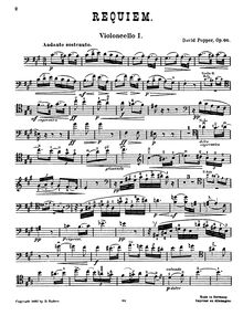Partition violoncelle 1, Requiem, Op.66, Requiem Adagio für 3 Violoncelli und Orchestra (oder Pianoforte), Op.66