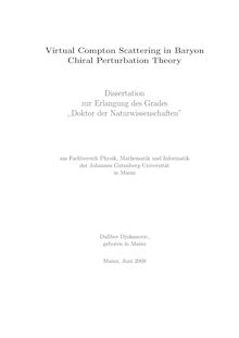 Virtual compton scattering in baryon chiral perturbation theory [Elektronische Ressource] / Dalibor Djukanovic