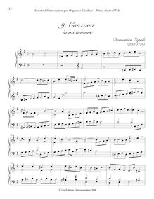 Partition , Canzona en mi minore, Sonate d Involatura per organo e cimbalo