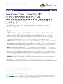 Immunoglobulin G (IgG) attenuates neuroinflammation and improves neurobehavioral recovery after cervical spinal cord injury