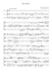 Partition complète, Trio Sonata en B-flat major, Wq.159 (H.587)