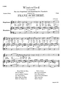 Partition complète, Winterlied, D.401, Winter Song, Schubert, Franz