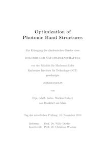 Optimization of photonic band structures [Elektronische Ressource] / von Markus Richter