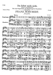Partition 1st version, Du liebst mich nicht, D.756 (Op.59 No.1)