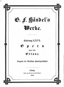Partition complète, Ottone, re di Germania, Handel, George Frideric par George Frideric Handel