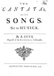 Partition complète, 2 cantates et 6 chansons, Gunn, Barnabas