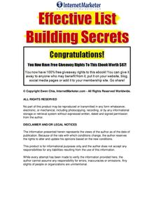Effective List Building Secrets