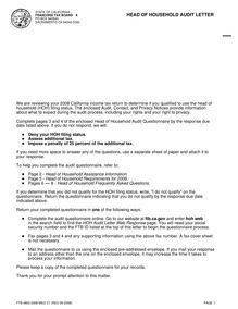 FTB 4803 2008 MEO - Head of Household Audit Letter