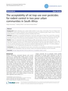 The acceptability of rat trap use over pesticides for rodent control in two poor urban communities in South Africa