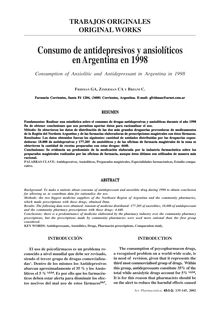 Consumo de antidepresivos y ansiolíticos en Argentina en 1998. (Consumption of Anxiolitic and Antidepressant in Argentina in 1998)