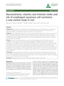 Macronutrients, vitamins and minerals intake and risk of esophageal squamous cell carcinoma: a case-control study in Iran